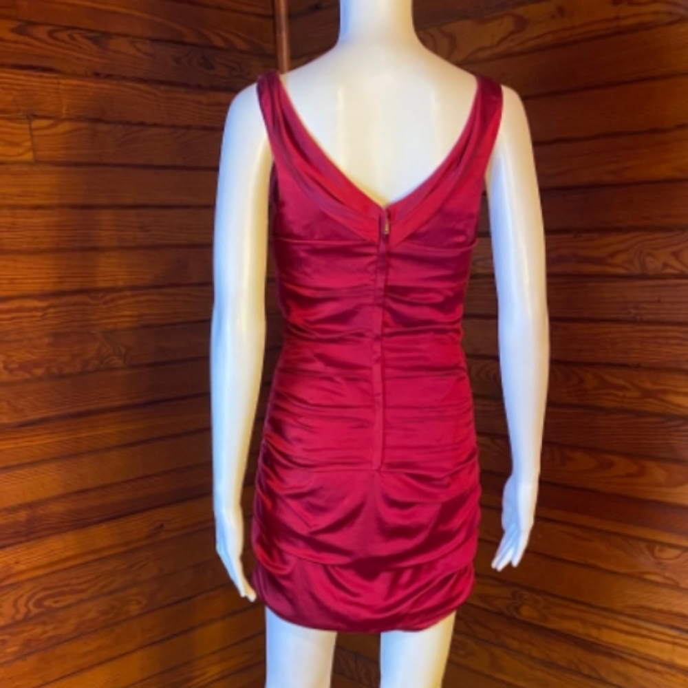 Express Design Studio- Ruby Red Silk Cocktail Dre… - image 5